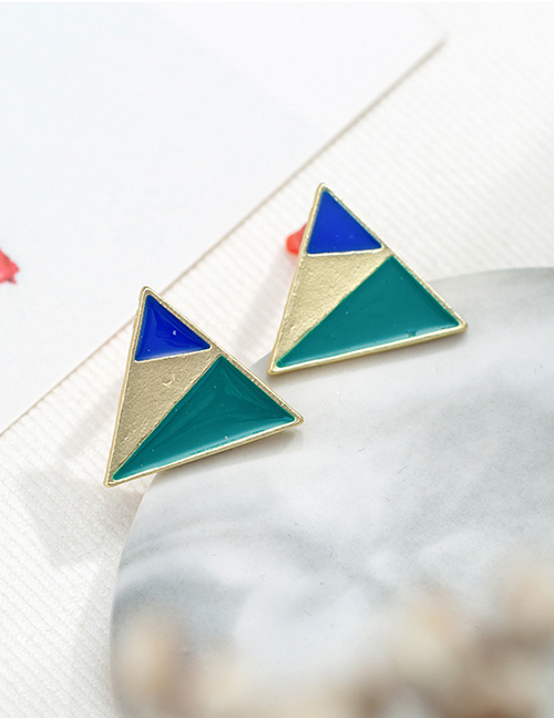 Fashion Green Contrast Acrylic Triangle Stud Earrings