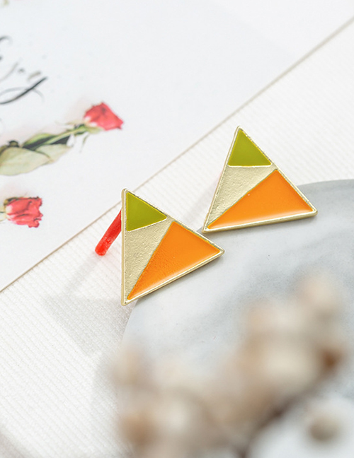 Fashion Orange Contrast Acrylic Triangle Stud Earrings