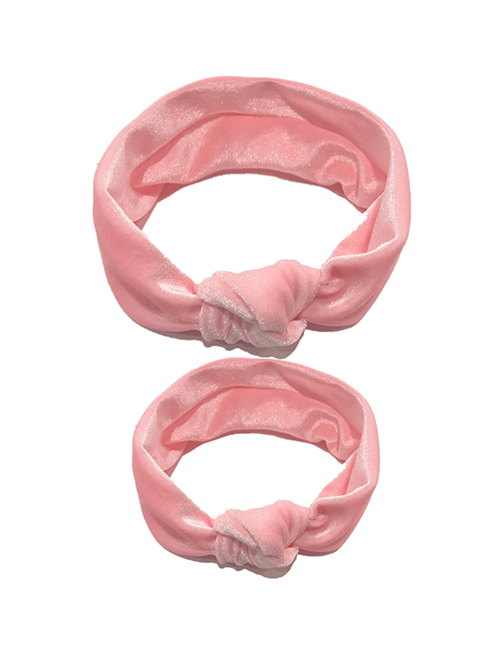 Fashion Pink Cotton Stretch Knotted Gold Velvet Parent-child Hair Band