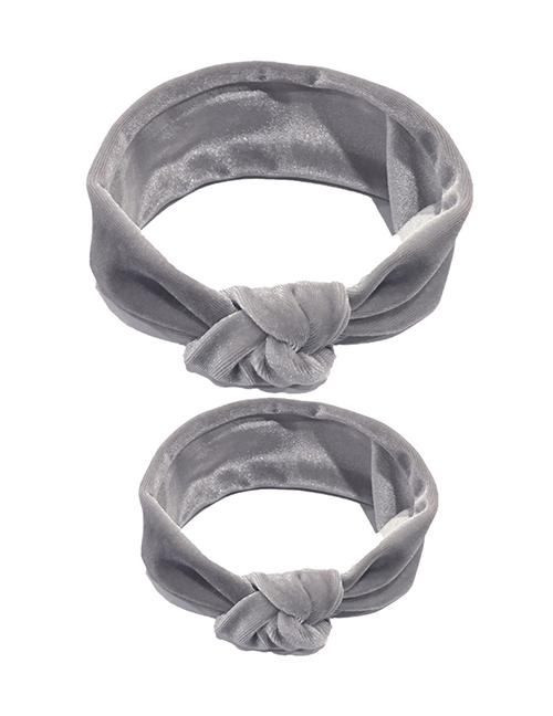 Fashion Gray Cotton Stretch Knotted Gold Velvet Parent-child Hair Band