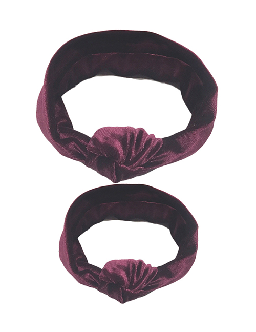 Fashion Red Wine Cotton Stretch Knotted Gold Velvet Parent-child Hair Band