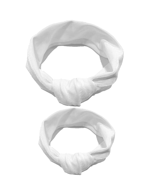 Fashion White Cotton Stretch Knotted Gold Velvet Parent-child Hair Band