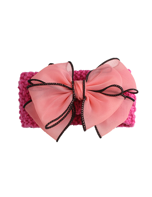 Fashion Rose Pink Chiffon Bow Yarn Children's Hair Band