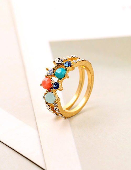 Fashion Gold Double Diamond Ring