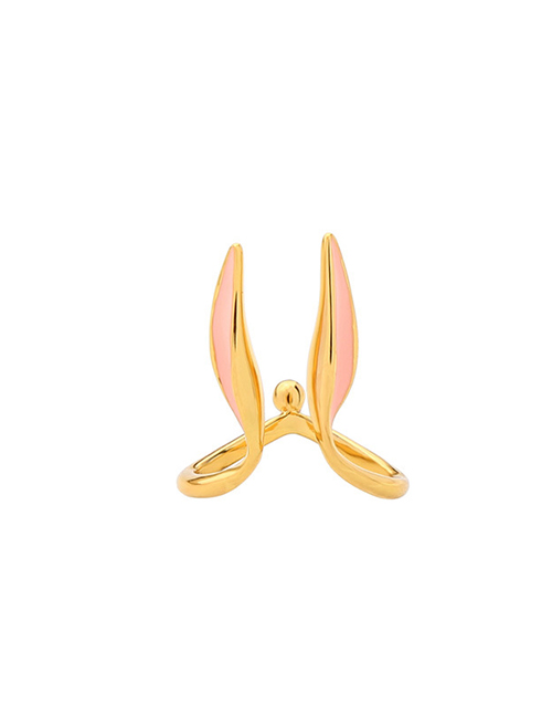 Fashion Gold Drip Oil Bunny Opening Ring