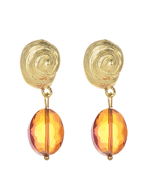 Fashion Orange Alloy Conch Crystal Stud Earrings