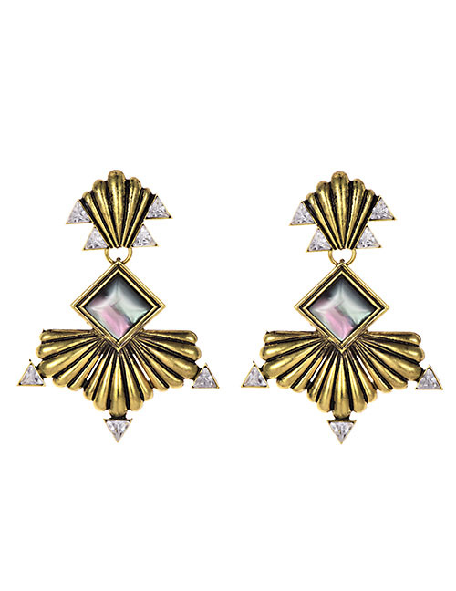 Fashion Gujin Alloy Diamond-studded Shell Stud Earrings