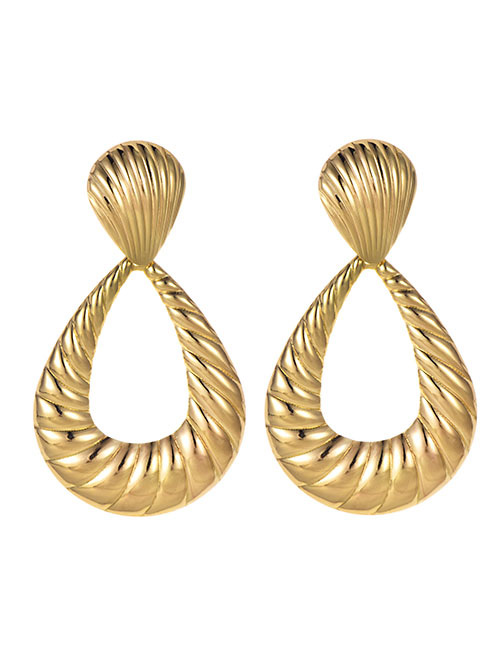 Fashion Gold Alloy Shell Pattern Water Drop Shape Earrings