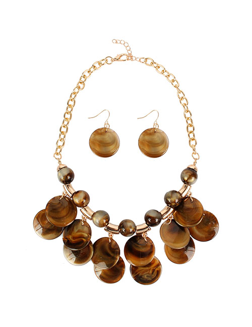 Fashion Brown Streaming Bead Necklace