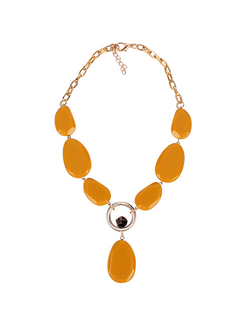 Fashion Yellow Single Layer Beaded Necklace