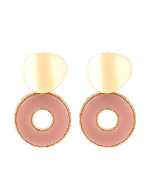 Fashion Pink Alloy Circle Acrylic Earrings