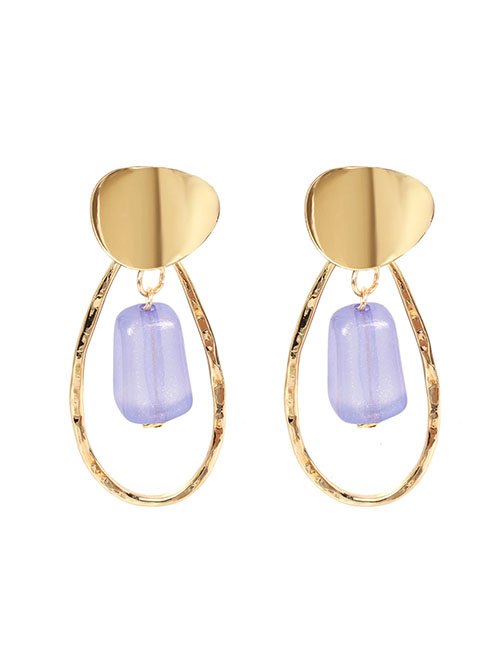 Fashion Purple Water Drop Acrylic Cylindrical Earrings