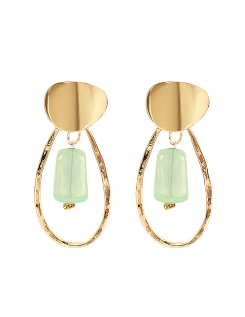 Fashion Green Water Drop Acrylic Cylindrical Earrings