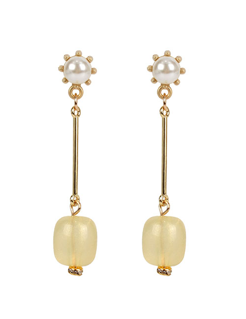 Fashion Yellow Pearl Gold-plated Acrylic Earrings