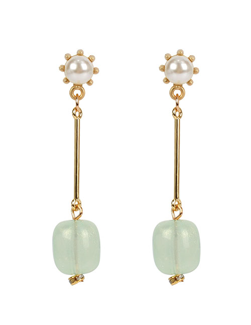 Fashion Green Pearl Gold-plated Acrylic Earrings