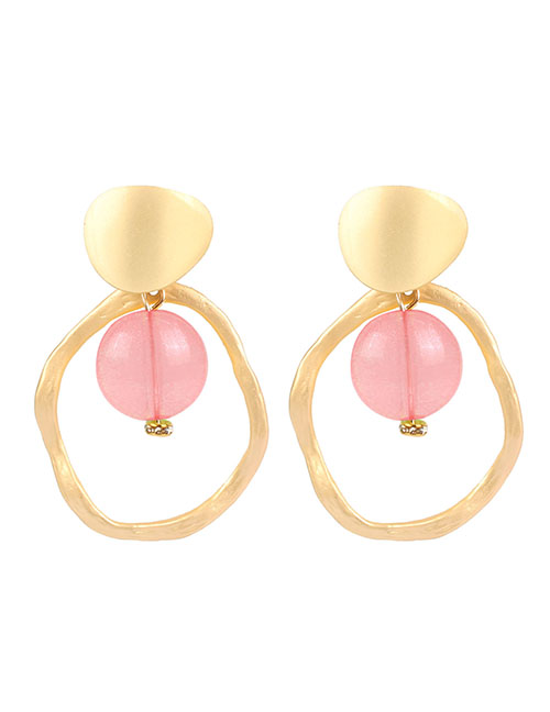 Fashion Pink Asymmetric Acrylic Alloy Cutout Earrings