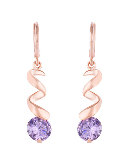 Fashion Purple Zircon Earrings