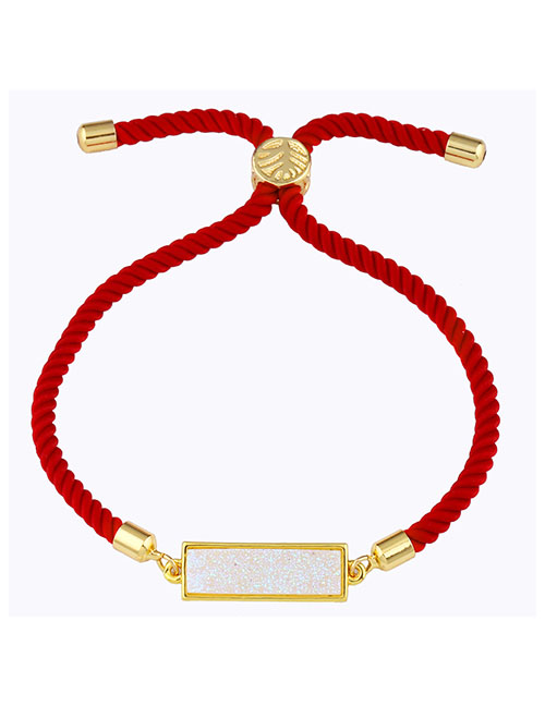 Fashion Red Rope Milky White Geometric Crystal Bud Pull Bracelet