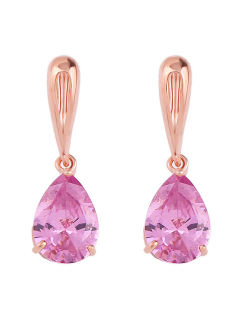 Fashion Pink Diamond Drop Earrings