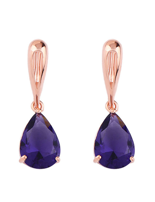 Fashion Purple Diamond Drop Earrings