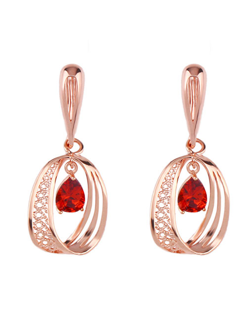 Fashion Red Ring Circle Earrings