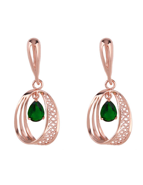 Fashion Green Ring Circle Earrings