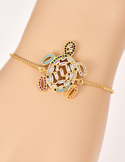 Fashion Gold Copper Inlaid Zircon Turtle Bracelet