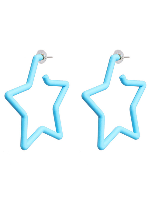 Fashion Blue Geometric Pentagram Acrylic Earrings