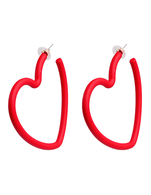 Fashion Red Geometric Love Heart Shaped Acrylic Earrings