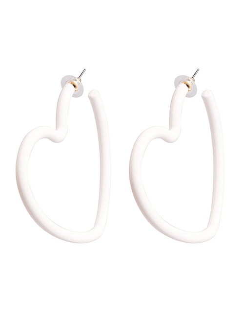 Fashion White Geometric Love Heart Shaped Acrylic Earrings