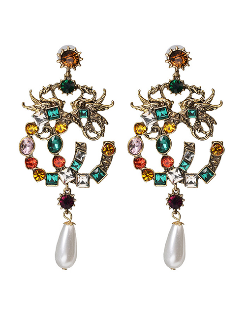 Fashion Color Pearl And Diamond Earrings