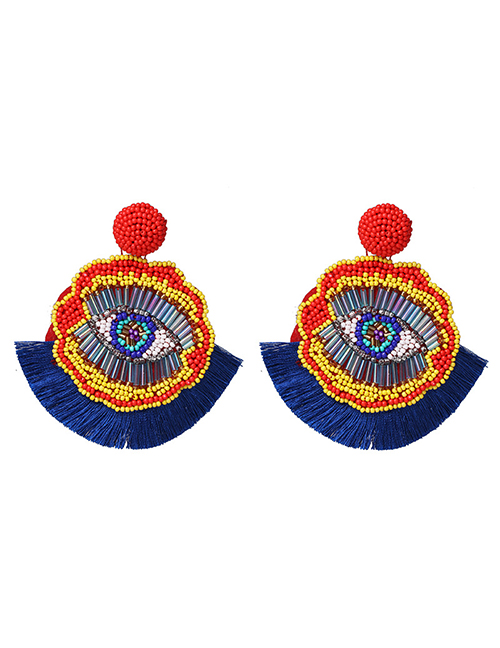 Fashion Blue Rice Beads Earrings