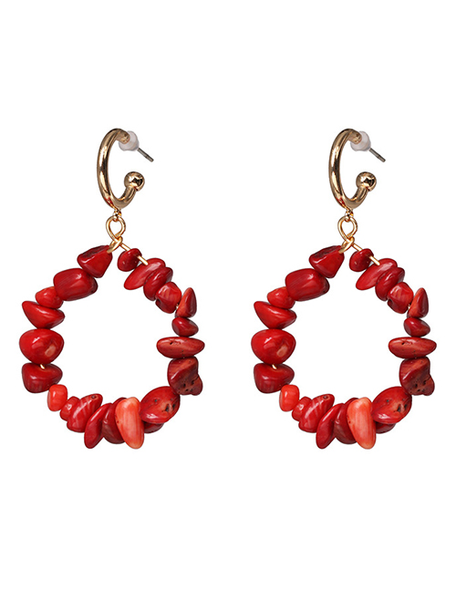 Fashion Red Stone Texture Earrings