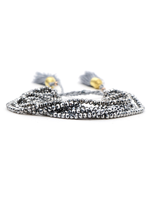 Fashion Silver Crystal Beaded Fringed Stainless Steel Gold Plated Bracelet