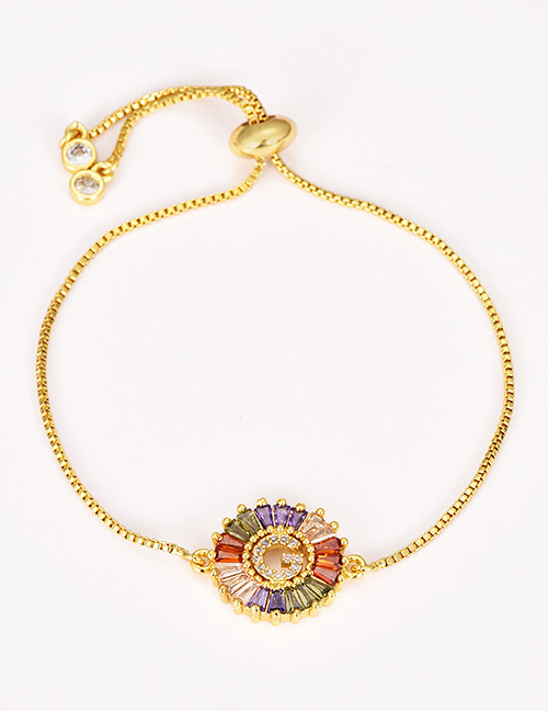 Fashion G Gold Copper Inlaid Zircon Letter Bracelet