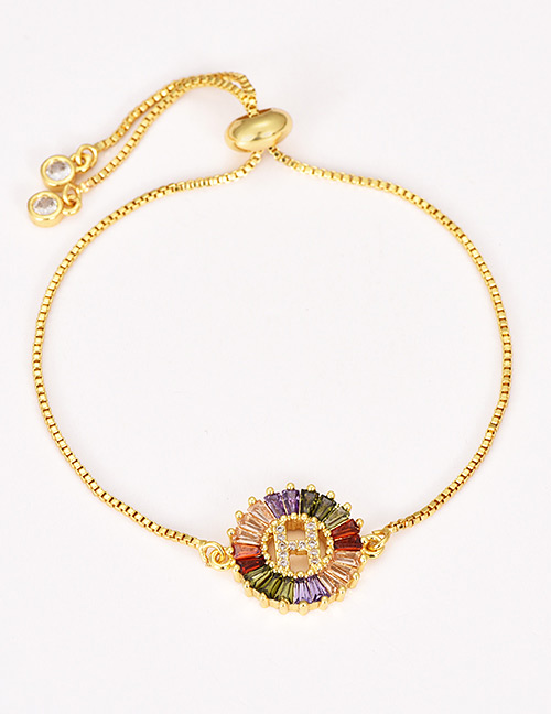Fashion H Golden Copper Inlaid Zircon Letter Bracelet