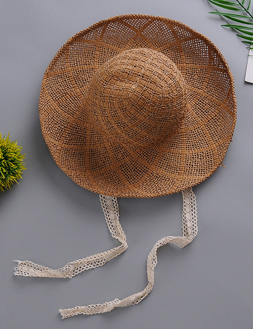 Fashion Khaki Lace Hat And Straw Hat