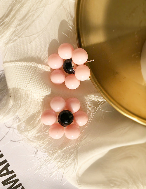 Fashion Powder Black Flower Beaded Flower Earrings