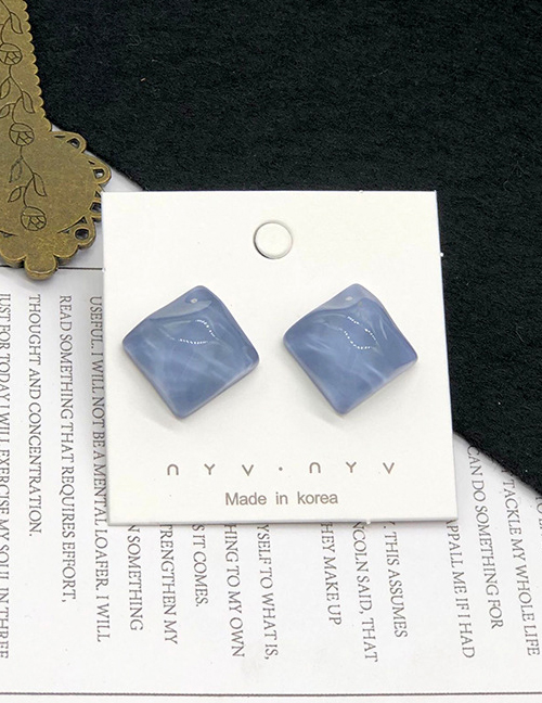 Fashion Blue Square Irregular Water Ripple Earrings
