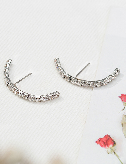 Fashion Silver Diamond Stud Earrings