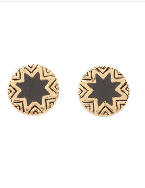 Fashion Round Gold Alloy Drop Oil Stud Earrings