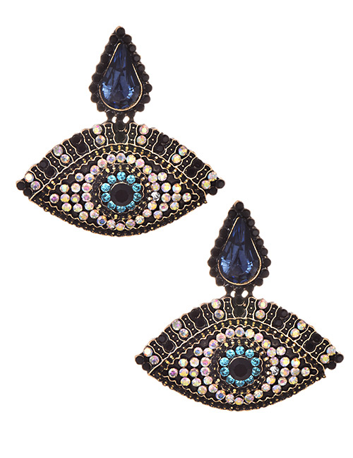 Fashion Blue Alloy Diamond Eye Studs