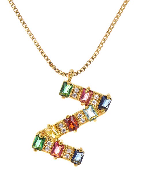 Fashion Z Gold Color Copper Inlaid Zircon Letter Necklace