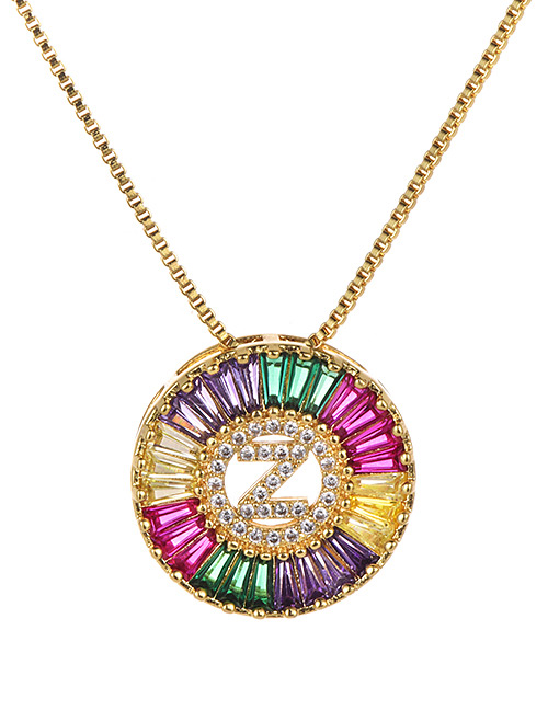 Fashion Z Multi-color Copper Inlaid Zircon Letter Necklace