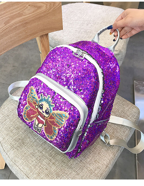 Fashion Purple Sequined Shoulder Bag