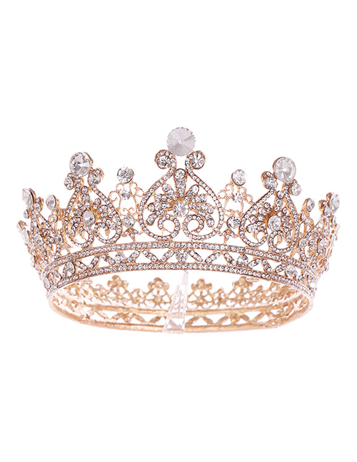 Fashion Gold Diamond-shaped Heart-shaped Crown