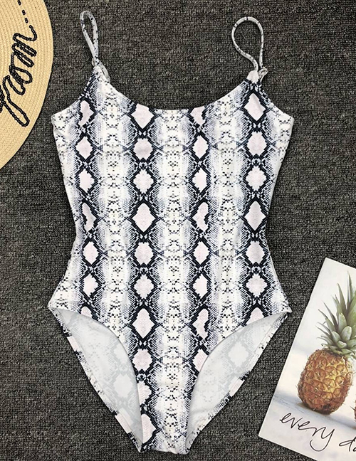 Fashion White Snake Printed One-piece Swimsuit