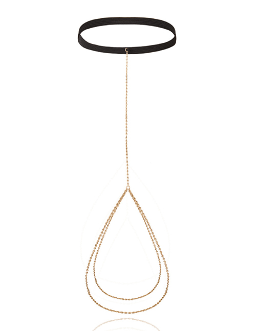 Fashion Golden Double Layer Metal Elastic Chain Thigh Chain