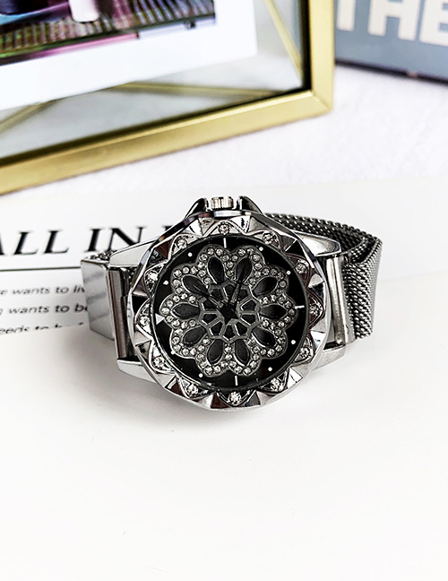 Fashion Silver Alloy Diamond Flower Electronic Watch
