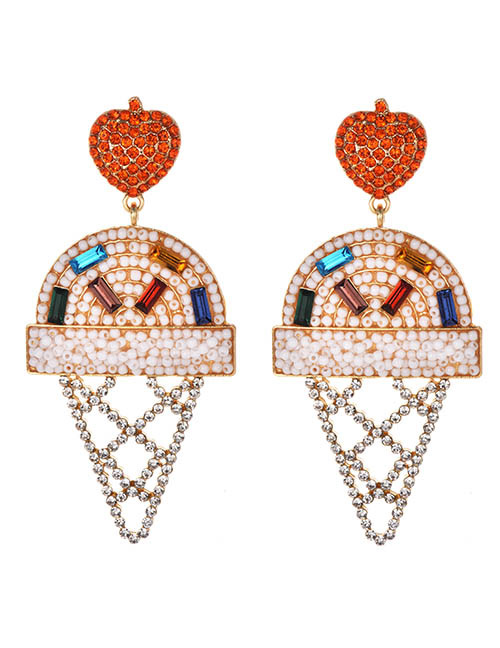 Fashion White Alloy Diamond Beads Ice Cream Earrings